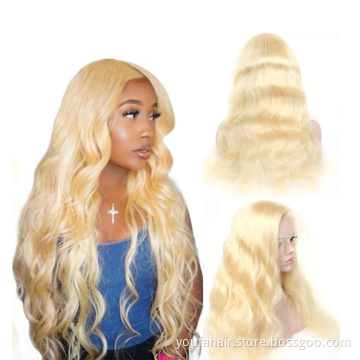 Best Quality HD 613 Color 13x4 Transparent Lace Front Wig Human Hair Body Wave Blonde Full Lace Wig Blonde Hd Lace Frontal Wigs